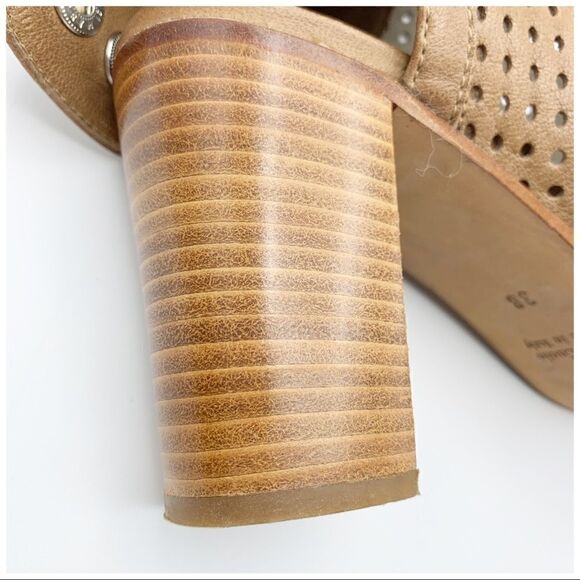 Steven by Steve Madden Tan Brown Perforated Open Toe Sandal Booties Sz 38/8 - Picture 10 of 14